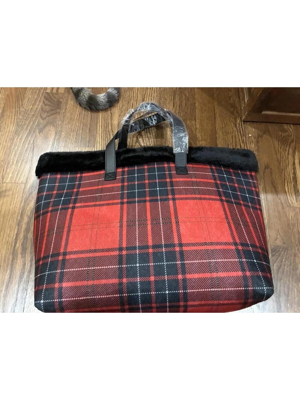 B&N Exclusive Red Plaid Holiday Tote by Ting Ji Handbag